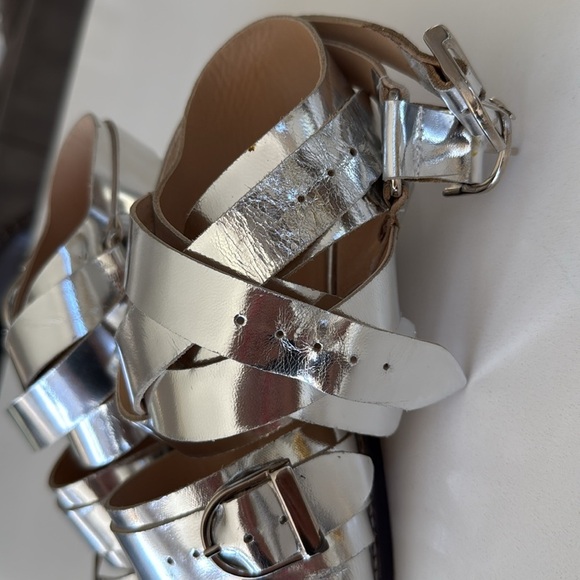 IRO Xoey Flat Sandals Mirrored Silver with Buckles Womens size 39/ 9 - Picture 5 of 16